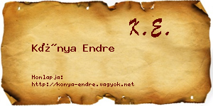 Kónya Endre névjegykártya